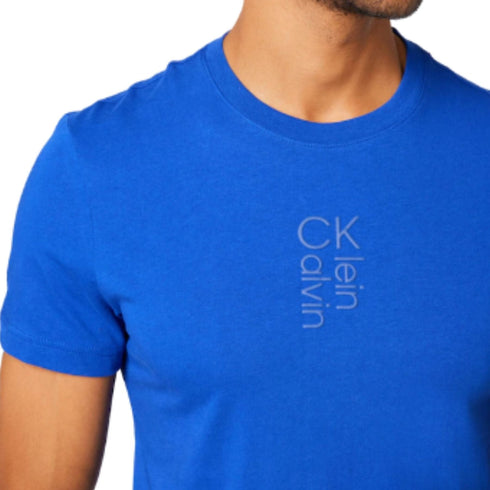 T-shirt Uomo a girocollo con logo frontale Royal CALVIN KLEIN- Francavilla Moda